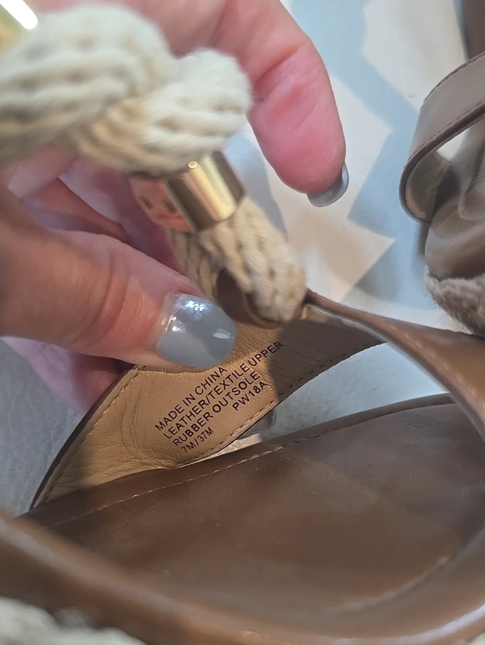 Michael Kors Woven Rope Knot Wedge Sandals - Brown Size 7